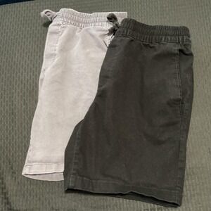 Mens Medium Multicolor Chino Shorts Drawstring Elastic Waist Lot Of 2 Casual